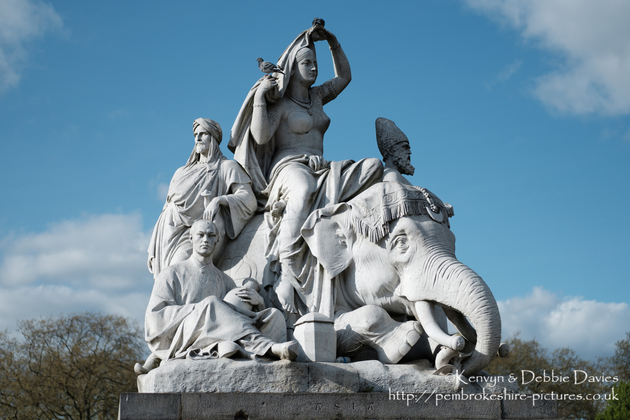 "Asia" alegorical sculpture at The Albert Memorial.<br/><br/>Officially the Prince Consort National Memorial.<br/><br/>Located in Kensington Gardens on Albert Memorial Road opposite the Royal Albert Hall.