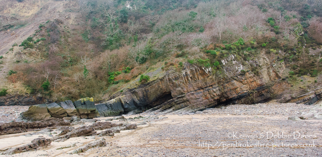 Pembrokshire's coast is world famous in geological circles for it's rock formations. The "folding" look was caused during the Variscan orogeny at the end of the Carboniferous period when the continents of Laurasia and Gondwana collided to form Pangea. At the time (c. 360Ma) Wales lay at the equator.