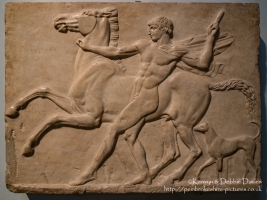 A youth with his horse and dog at The British Museum