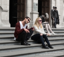 Candid snatched outside The Victoria & Albert Museum, London, May 2015