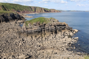Visean limestone rock formations at Barafundle Bay in South Pembrokeshire