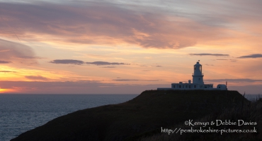 Strumble Head Lighthouse is built on Ynysmeicl (St. Michael's Island), an islet...