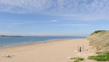 Beach overlooking Priory Bay on Caldey Island off Tenby in West Wales