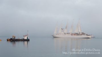 The Windstar Cruises Wind Surf leaving Goodwick, Pembrokeshire
