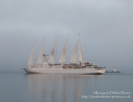 The Windstar Cruises Wind Surf leaving Goodwick, Pembrokeshire