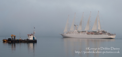 The Windstar Cruises Wind Surf leaving Goodwick, Pembrokeshire