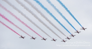 The Red Arrows at RAF Cosford Air Show, 2015