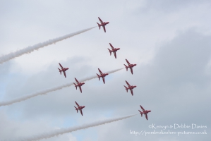The Red Arrows at RAF Cosford Air Show, 2015